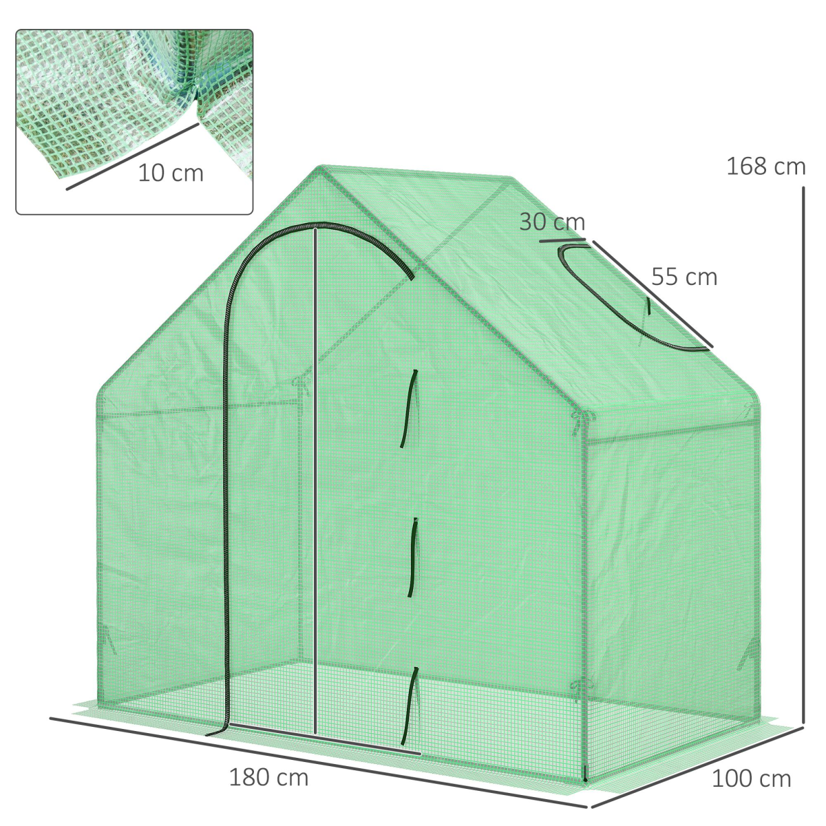 Outsunny Walk-In Portable Mini Greenhouse with Steel Frame, Window and Door – Plant Grow House, Green