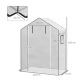 Outsunny PE Greenhouse Replacement Cover with Roll-Up Door & Mesh Windows – for 845-511, White
