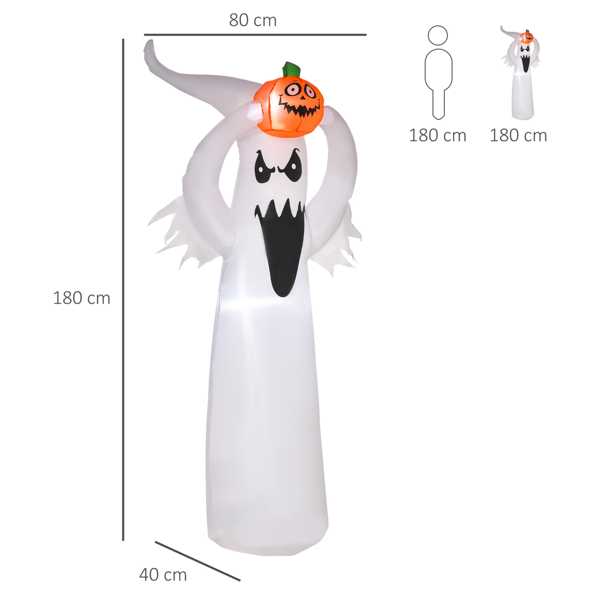 HOMCOM 6ft LED Halloween Inflatable Floating Ghost & Pumpkin – Outdoor Party Decoration, IP44