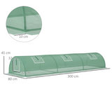 Outsunny 3m Portable Mini Greenhouse Tunnel with 140gsm PE Cover & 5 Mesh Windows – Crop Protection
