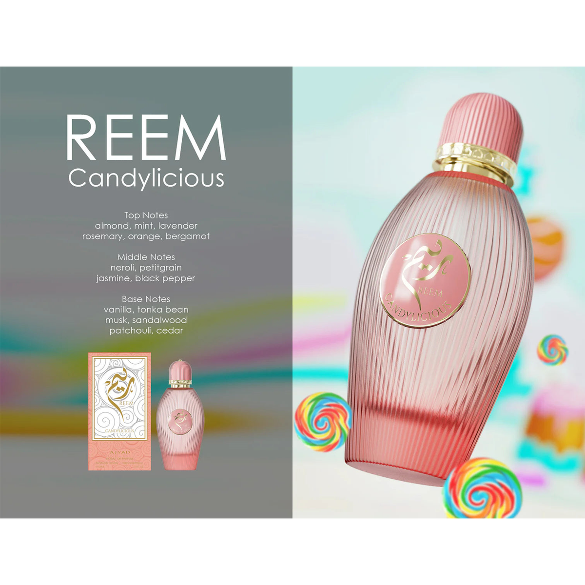 Ajyad REEM Candylicious - Extrait de Parfum 100ml – Gourmand, Aromatic Fragrance for Women