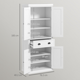 HOMCOM Freestanding Kitchen Cabinet with Slide-Out Drawer, Cupboards & Adjustable Shelves – Pantry Storage, White