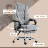 Heated Massage Office Chair with Footrest & Remote – 6-Point Vibration, Lumbar Heat, Grey Velvet