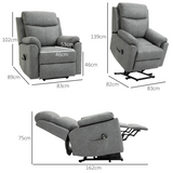 HOMCOM Electric Riser Recliner Power Lift Chair with Remote Control & Padded Seat – Supportive Armchair, Grey
