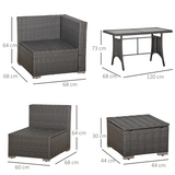 Outsunny rattan armless sofa section detail