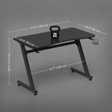 Steel Gaming Desk with Cup Holder & Headphone Hook – Large Desktop, Adjustable Feet, Black