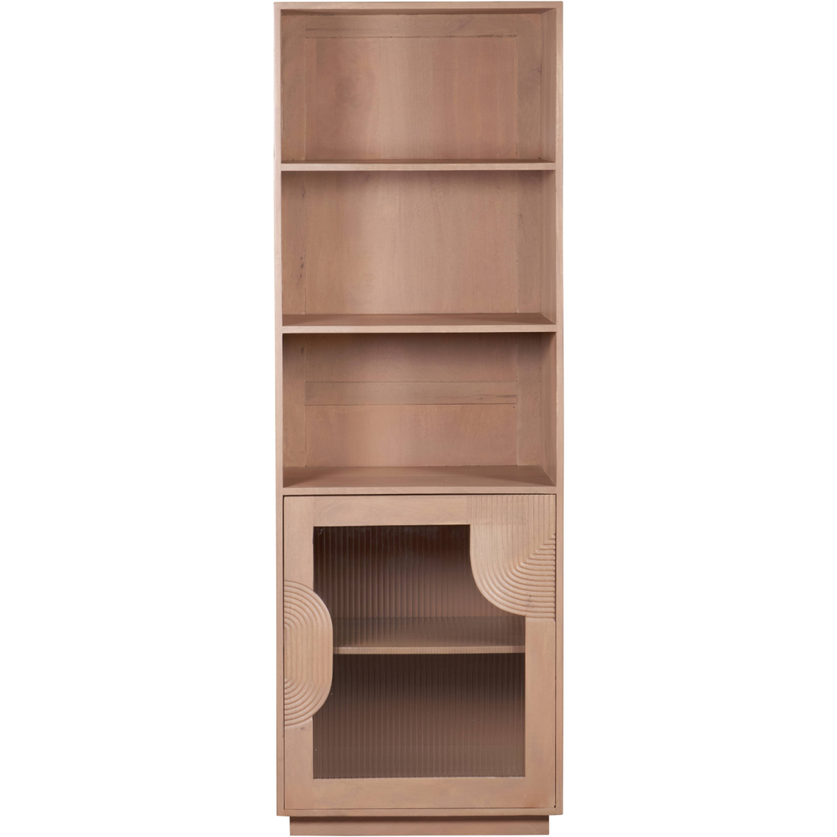 Indus Solid Wood Bookcase with Multiple Shelves – Natural Grain Storage & Display for Living Room or Study