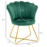 HOMCOM Velvet Lotus-Back Accent Chair with Steel Legs & Sponge Padding – Living Room & Bedroom Seating, Green