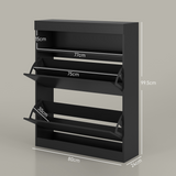 HOMCOM Wall Mounted or Freestanding Shoe Cabinet with 2 Flip Drawers – Slim Hallway Storage, Black