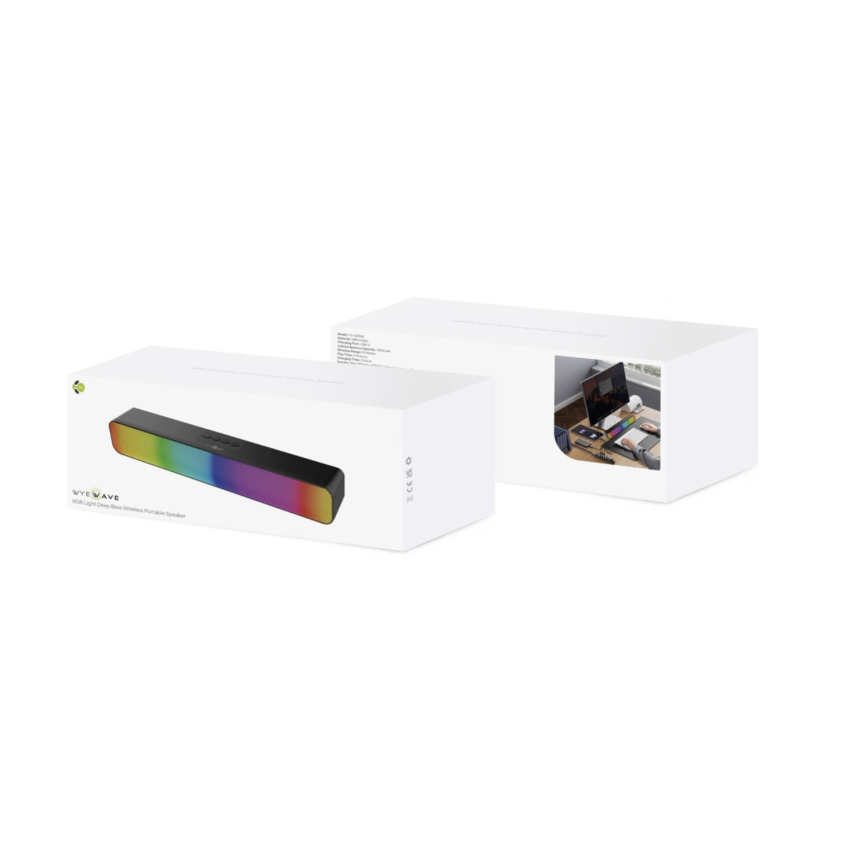 WYEWAVE Portable Bluetooth Speaker with RGB Lighting, Deep Bass & Hands-Free Calling, Black