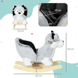 HOMCOM Husky-Shaped Baby Rocking Horse with Seatbelt and Sounds – Plush Rocker for Ages 18-36 Months
