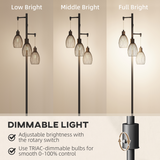 HOMCOM Industrial 3-Light Floor Lamp Dimmable LED Standing Lamp, Black