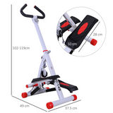 HOMCOM Foldable Mini Stepper Step Machine with Handlebar & LCD Display – Home Cardio Fitness, Red