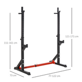 HOMCOM Adjustable Barbell Squat Rack & Dip Stand with 12 Height Positions – Home Gym Bench Press Stand, 150kg Load