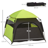 PawHut Foldable Dog and Cat Tent with Waterproof Oxford Cloth & Carry Bag – Indoor and Outdoor Shelter, Green