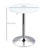 60cm Adjustable Height Round Bar Table with Swivel Top and Metal Frame – Dining and Drinking Table, White
