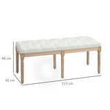 HOMCOM Upholstered End of Bed Bench – French Vintage Style, Button Tufted, Cream White