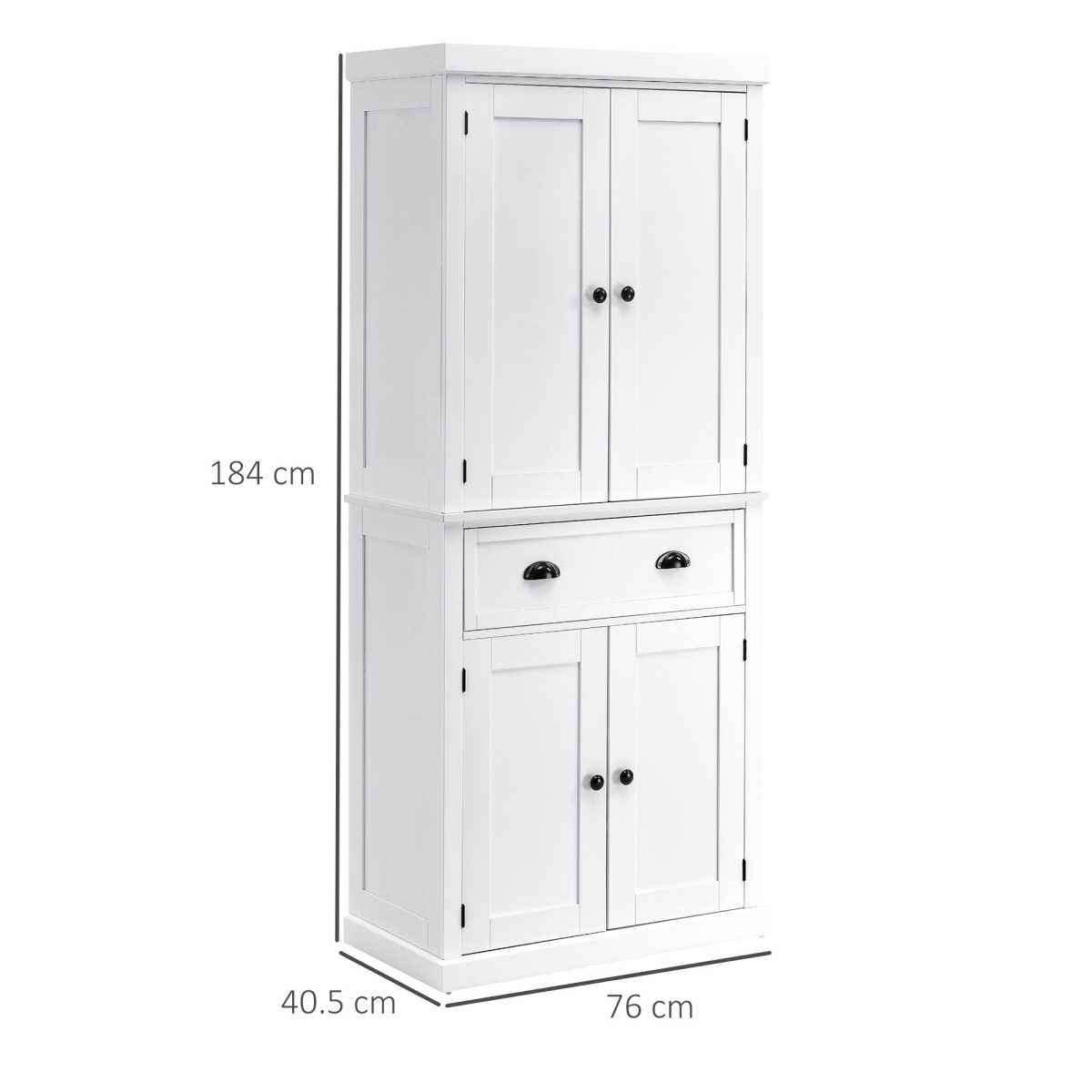 HOMCOM Colonial Freestanding Kitchen Pantry Cabinet with Adjustable Shelves – White