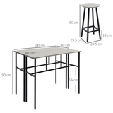 HOMCOM 6-Piece Bar Table Set with 2 Breakfast Tables and 4 Stools – Space-Saving Kitchen Furniture, Grey