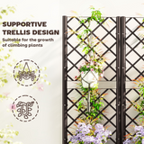 Outsunny Plastic Planter Box with Trellis and Drain Plugs – Vertical Vegetable Garden Raised Bed, Brown