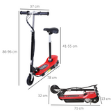 HOMCOM Kids Foldable Electric Scooter 120W with Adjustable Seat, Hand Brake & Kickstand – Ages 7–12, Red