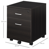 Vinsetto 2-Drawer Locking Mobile Filing Cabinet on 5 Wheels – Under-Desk Home Office Storage, Brown