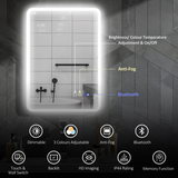 HOMCOM 500 x 700 mm Bluetooth Bathroom Mirror with LED Lights Wall Mounted