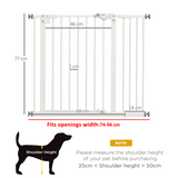 PawHut Adjustable Safety Gate with 1 Extension and 4 Screws – Pet Gate for Doors and Stairs, White