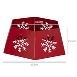 HOMCOM Hexagon Christmas Tree Base Cover with Hollow Snowflake Patterns – Festive Tree Stand Skirt, Red