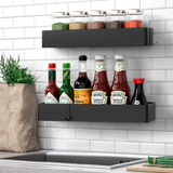 Vinsani 2 Piece Black Stainless Steel Shower Caddy Set – Adhesive No-Drill Bathroom Shelves, Rustproof