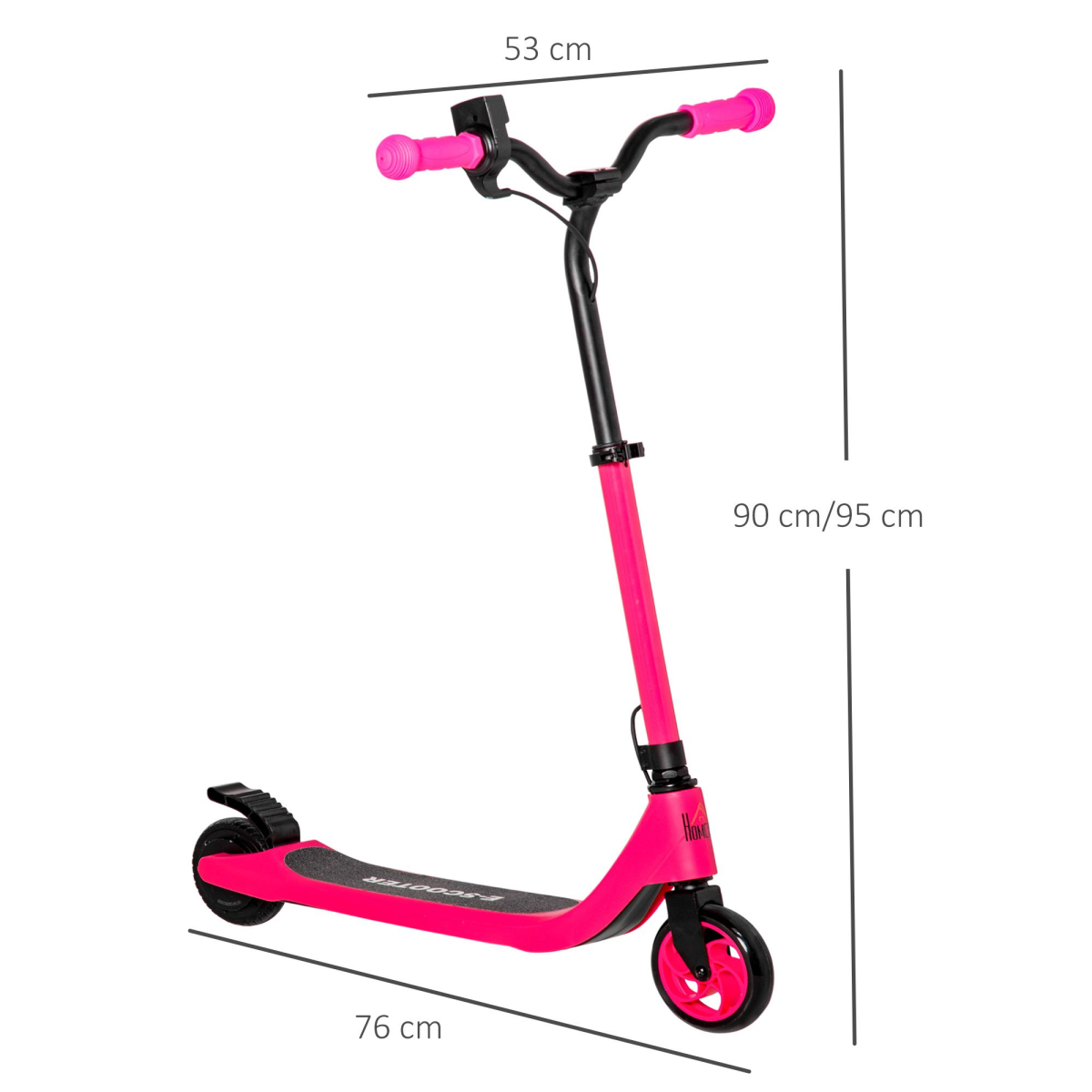 HOMCOM Kids Electric Scooter, 120W with Battery Level Display & Rear Brake – E-Scooter for Ages 6+, Pink