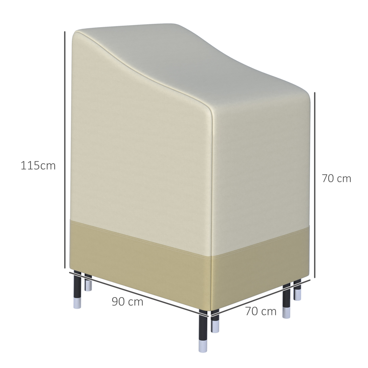 Outsunny Waterproof Wicker Chair Cover, 70 x 90 x 115 cm – 600D Oxford with PVC Lining, Beige