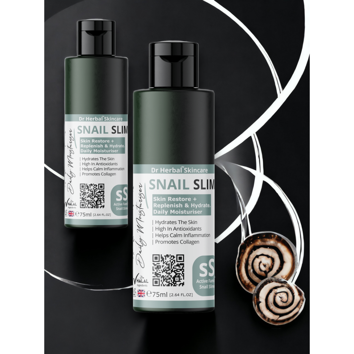 DR HERBAL Daily Moisturiser with Snail Slime, Aloe Vera & Vitamin E – Lightweight Skin Care, 75ml