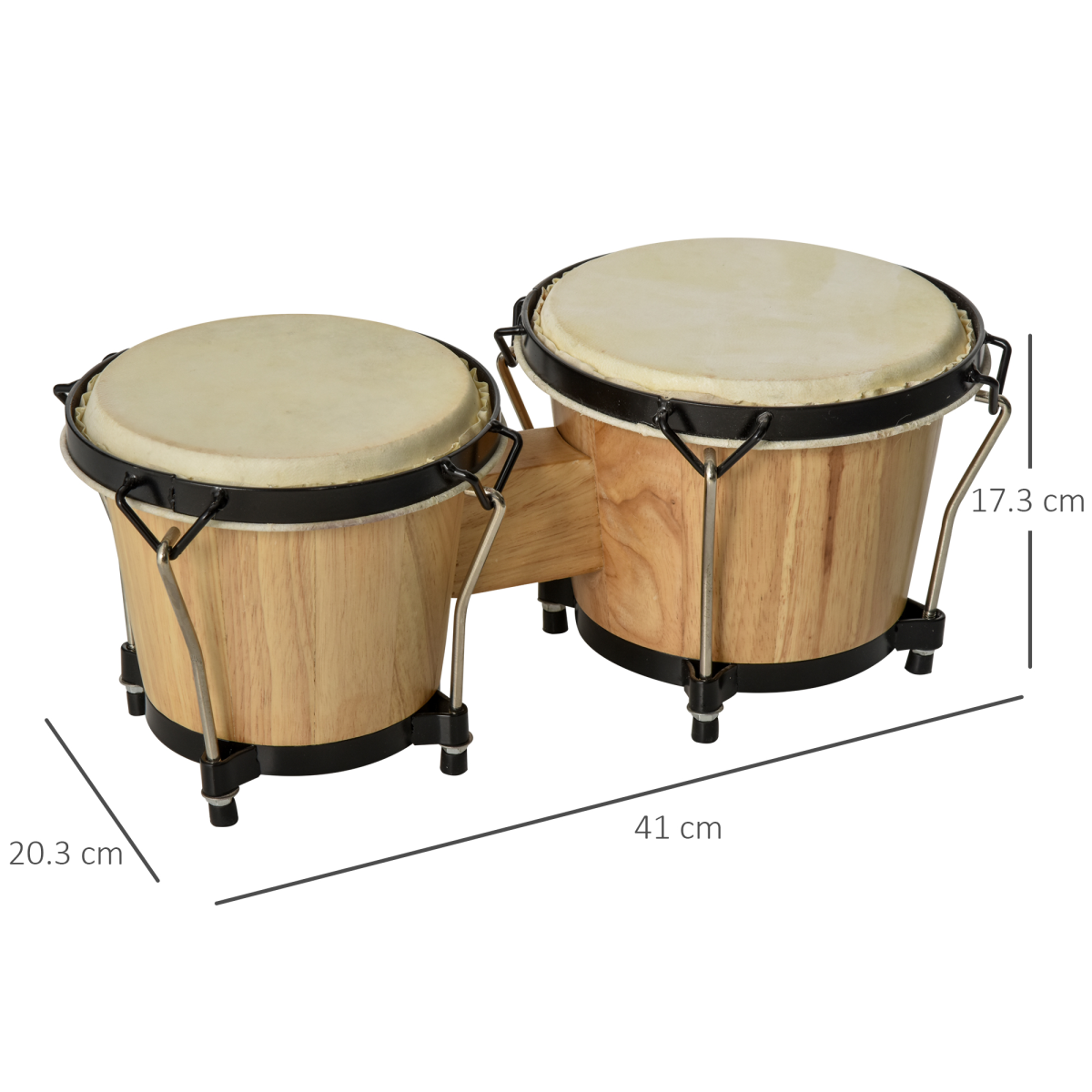 HOMCOM Wooden Bongo Drum Set, 7" & 7.75" Sheepskin Heads with Tuning Wrench & Bag – For Beginners & Professionals