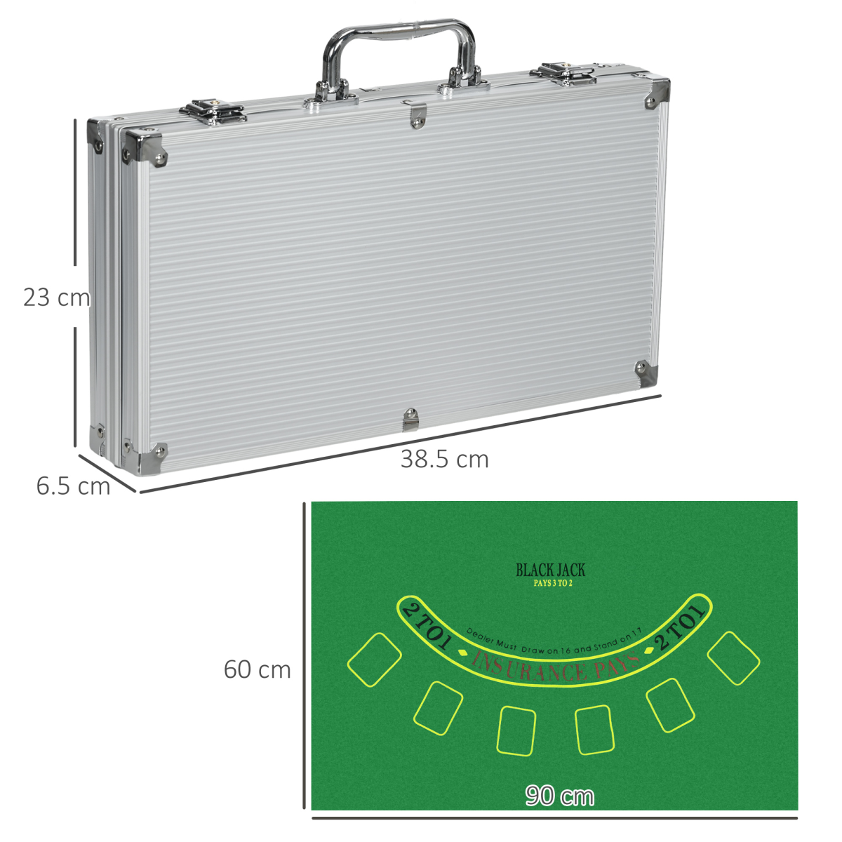 SPORTNOW 300-Piece Poker Chips Set with Mat, Two Decks of Cards & Aluminium Case – For Up to 8 Players
