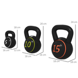 SPORTNOW Kettlebell Set of 3 with Storage Tray, 2.2kg, 4.5kg & 6.8kg – Home Gym Training Weights, Black
