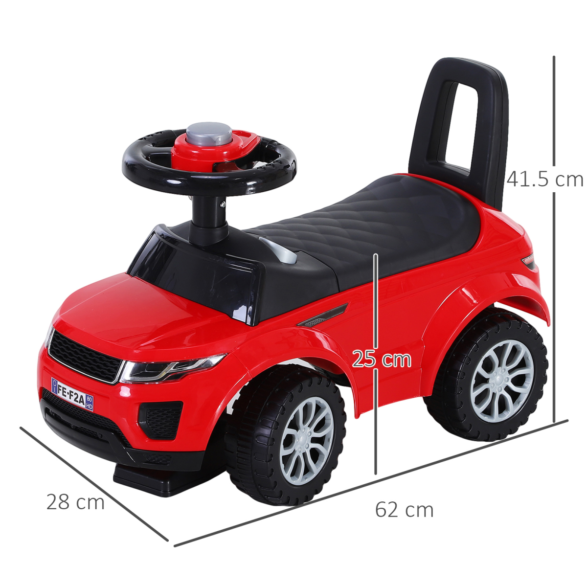 HOMCOM 3-in-1 Toddler Ride-On Car with Horn, Steering and Under-Seat Storage – Foot-to-Floor Slider, Red