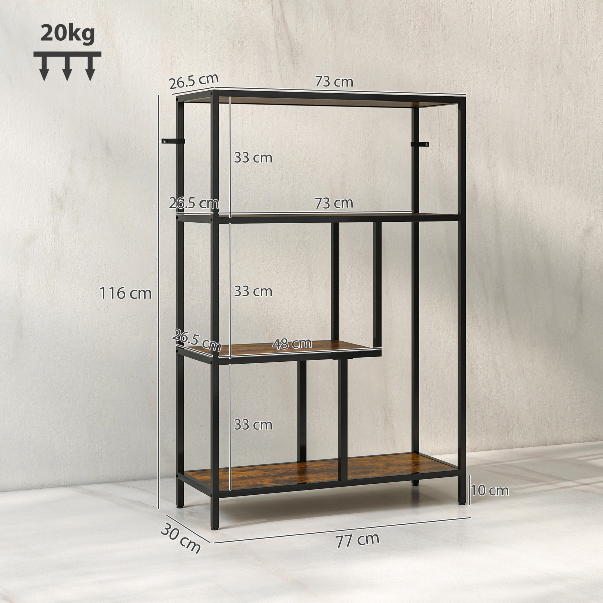 4-Tier Open Bookcase & Display Shelf – Versatile Plant Stand & Room Divider