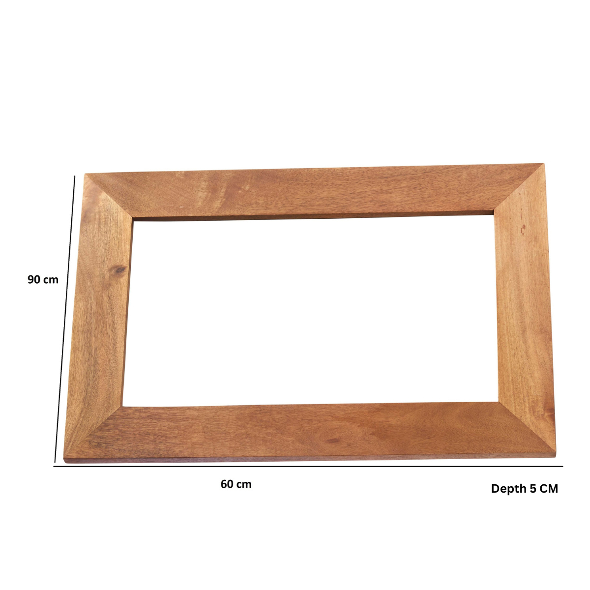 Indian Hub Toko Light Mango Wall Mirror with Wooden Handles – Solid Mango Hardwood, Brown