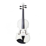 4/4 Full Size Acoustic Violin Set with Case, Bow & Rosin – Basswood Violin Outfit for Adult Learners, White