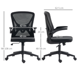 Vinsetto Mesh Office Chair with Lumbar Support, Flip-Up Armrests & Swivel Wheels, Black