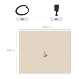 Outsunny 3x3m Gazebo Sidewall Set with 4 Polyester Panels, Double Zips, Hooks & C Rings – Beige