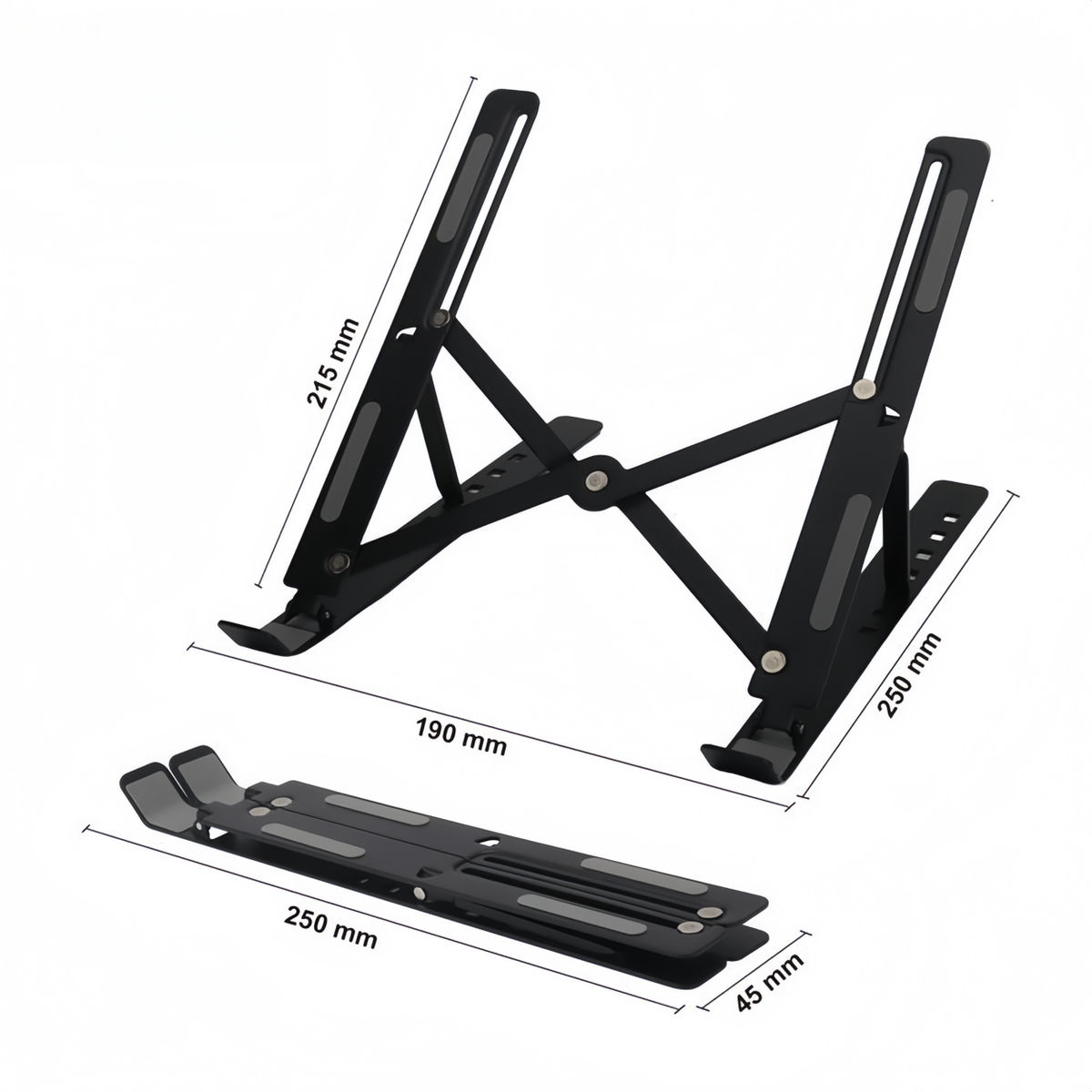 Portable Adjustable Laptop Stand with 7 Height Settings – Foldable Aluminium Alloy Notebook Holder, Black