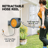 Outsunny 30m Retractable Garden Hose Reel with Lock, Wall Mounted – 7 Watering Patterns, Orange
