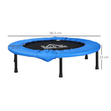 HOMCOM Foldable Mini Fitness Trampoline, 96cm with 32 Springs – Indoor & Outdoor Exercise Rebounder, Blue
