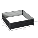Outsunny 120 x 120cm Galvanised Steel Raised Garden Bed – Modular Planter Kit for Flowers and Vegetables, Grey