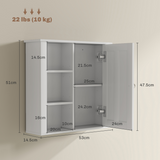 HOMCOM Modern Wall-Mounted Bathroom Cabinet with Adjustable Shelves and Open Side Storage – Space-Saving, White