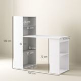 HOMCOM Space-Saving Computer Desk with Hutch and Upper Shelves, 120 x 55 x 120cm – White