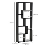 HOMCOM 178cm 8-Shelf Bookcase with Melamine Surface and Anti-Tipping Design – Multipurpose Storage, Black