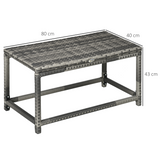 Outsunny Outdoor Coffee Table with Steel Frame & Woven Rattan-Effect Top – Garden Side Table, Grey